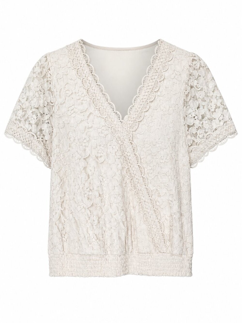 Torrid Ivory Floral Lace Surplice V-Neck Smocked Top NWT Size 00 Large